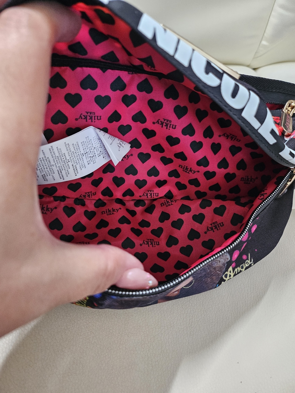 "Nikky" By Nicole Lee Black Multicolor Graphic Waist Bag - Picture 3 of 9